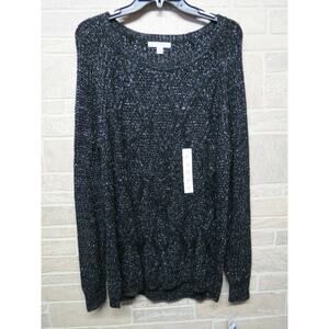 NEW Studio Works XL Sweater Black w/ Metallic Silver NWT